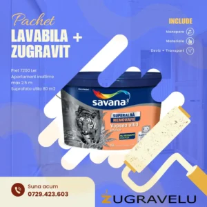 Vopsea Lavabila Savana + Zugravit suprafata utila 80 m2